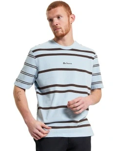 Mixed Stripe Tee in Ice Blue