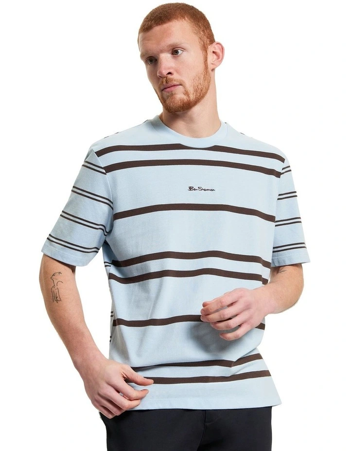 Mixed Stripe Tee in Ice Blue image 1