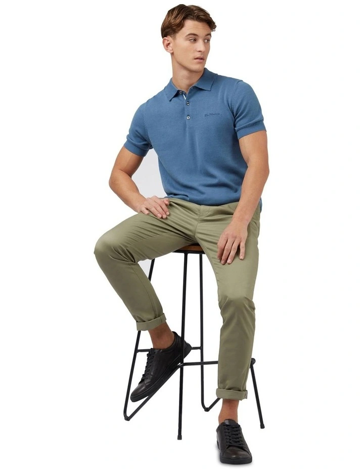 Signature Short Sleeve Knitted Polo in Blue image 2