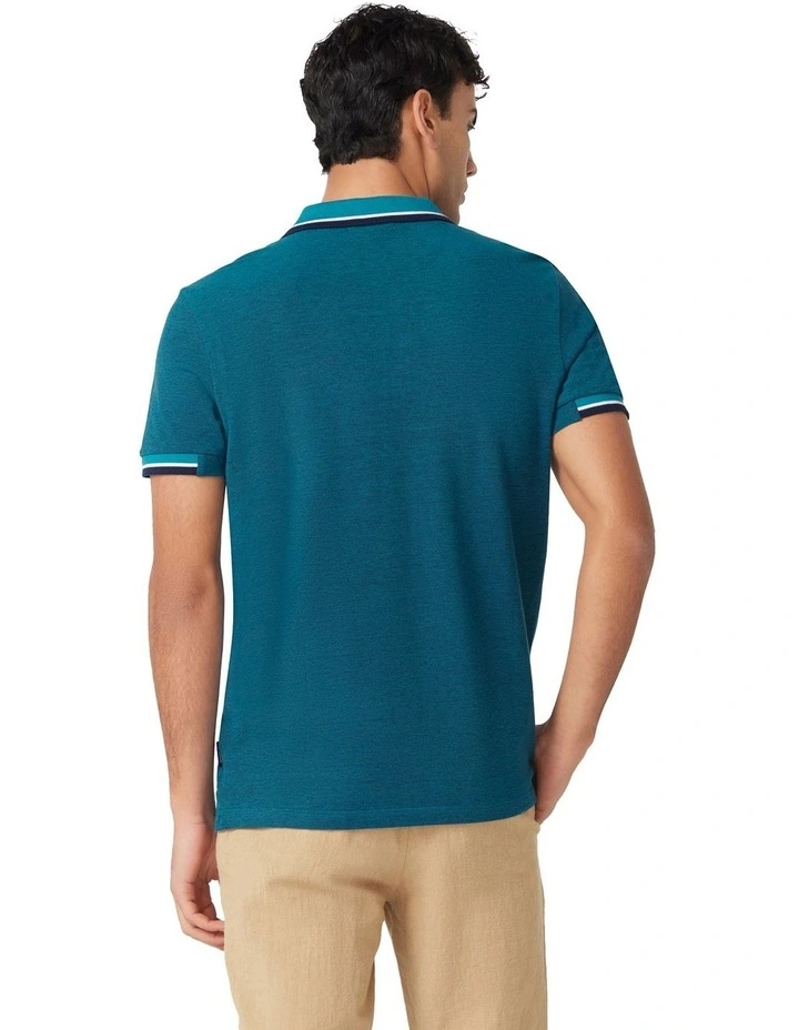Birdseye Polo Shirt in Tile Blue image 2