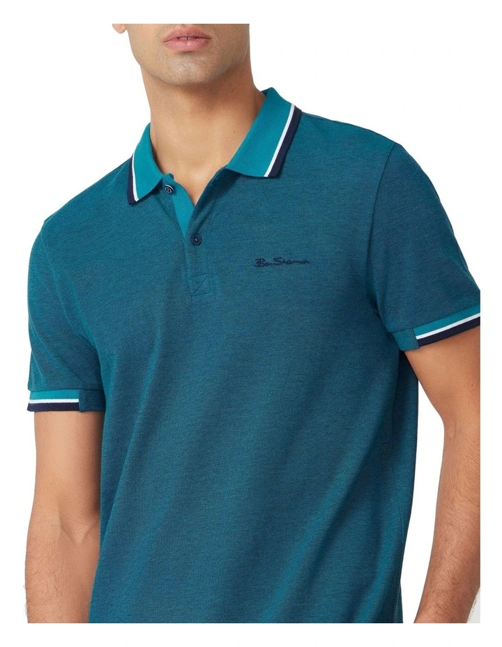 Birdseye Polo Shirt in Tile Blue image 4