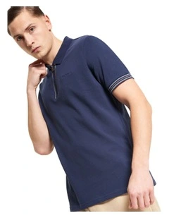 Placket Interest Polo in Dark Navy