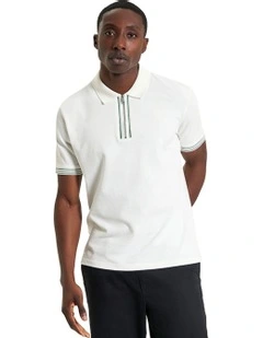 Placket Interest Polo in Snow White