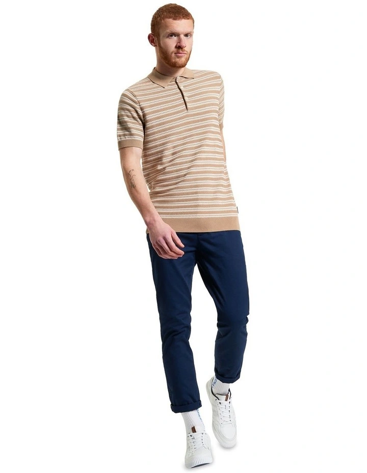 Jacquard Stripe Polo in Sand image 3