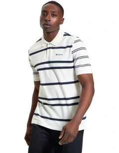 Mixed Stripe Polo in Snow White