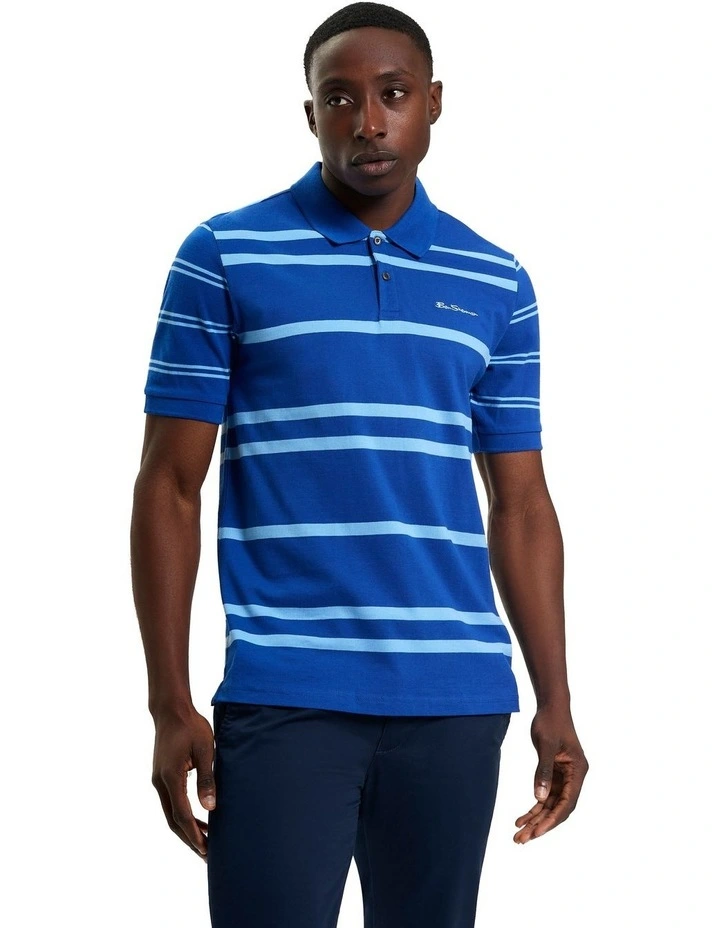 Mixed Stripe Polo in Royal Blue image 1