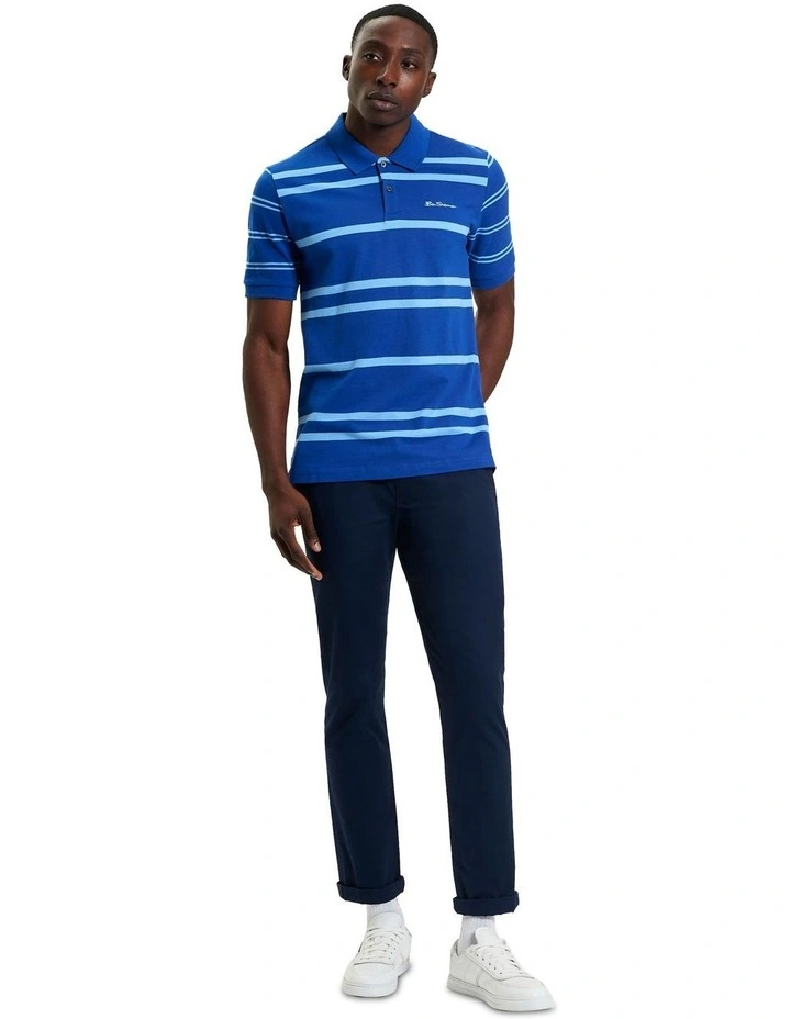 Mixed Stripe Polo in Royal Blue image 3