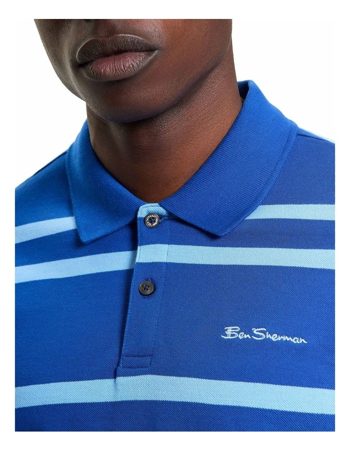 Mixed Stripe Polo in Royal Blue image 4