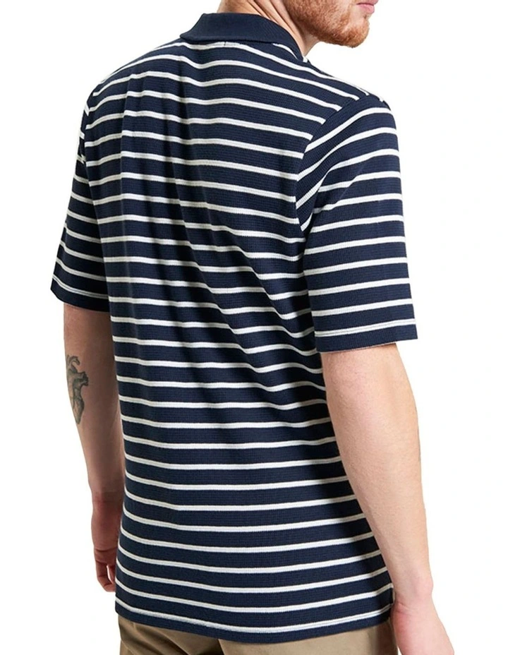 Waffle Stripe Polo in Dark Navy image 2