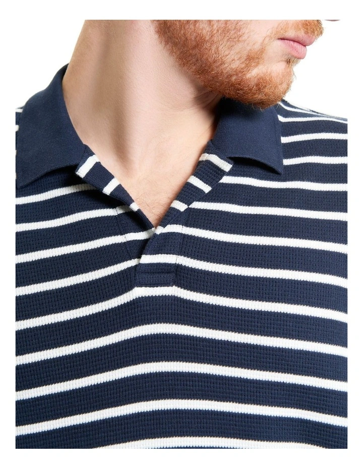 Waffle Stripe Polo in Dark Navy image 4