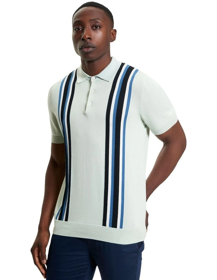 Vertical Stripe Polo in Light Green image 1