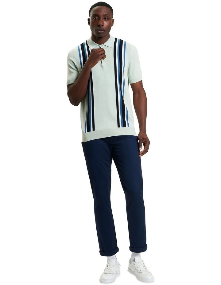 Vertical Stripe Polo in Light Green image 3