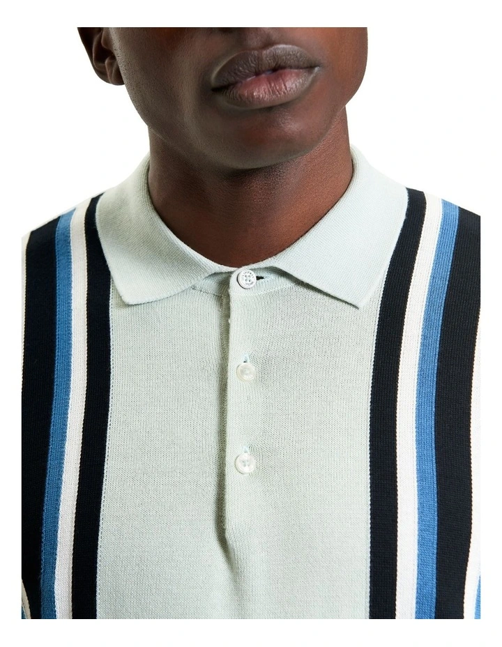 Vertical Stripe Polo in Light Green image 4