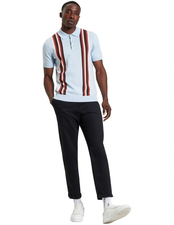 Vertical Stripe Polo in Ice Blue image 3