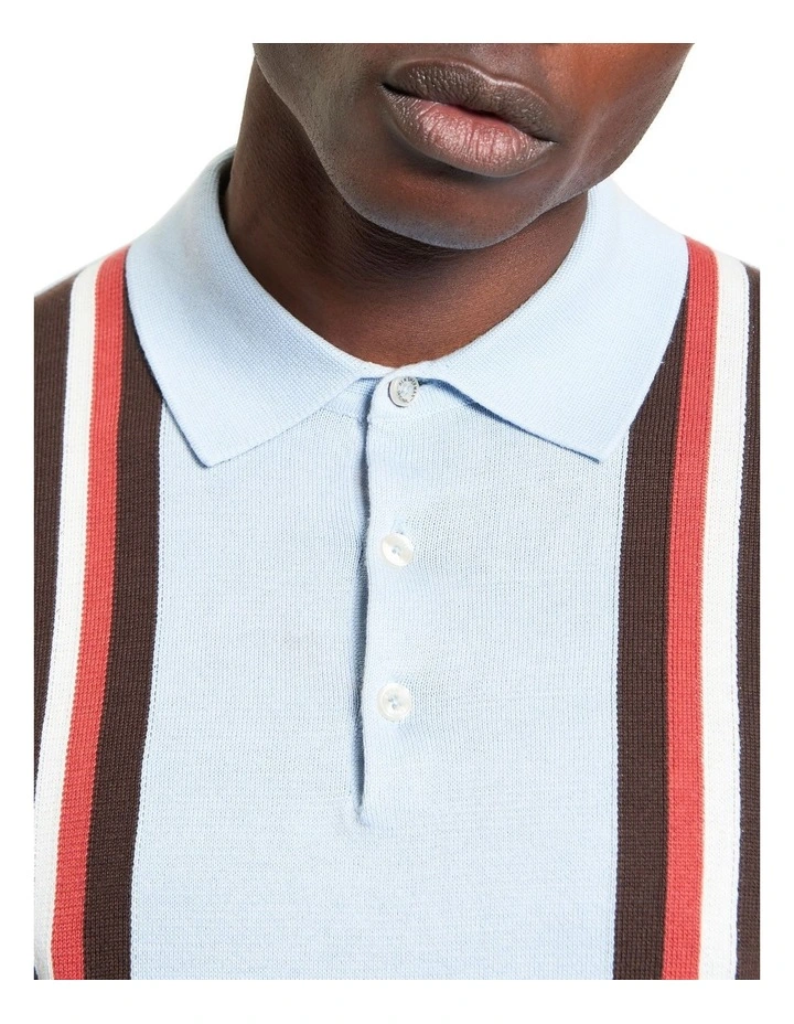 Vertical Stripe Polo in Ice Blue image 4