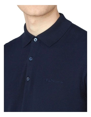 Signature Short Sleeve Knitted Polo Dark Navy