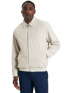 Linen Blouson Jacket in Oatmeal