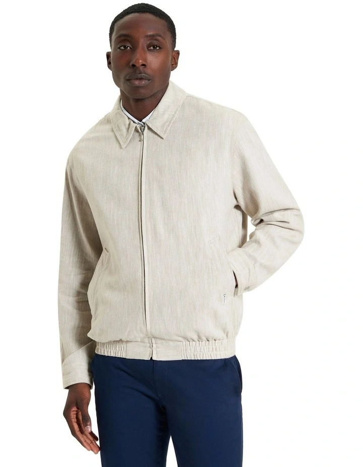 Linen Blouson Jacket in Oatmeal image 1