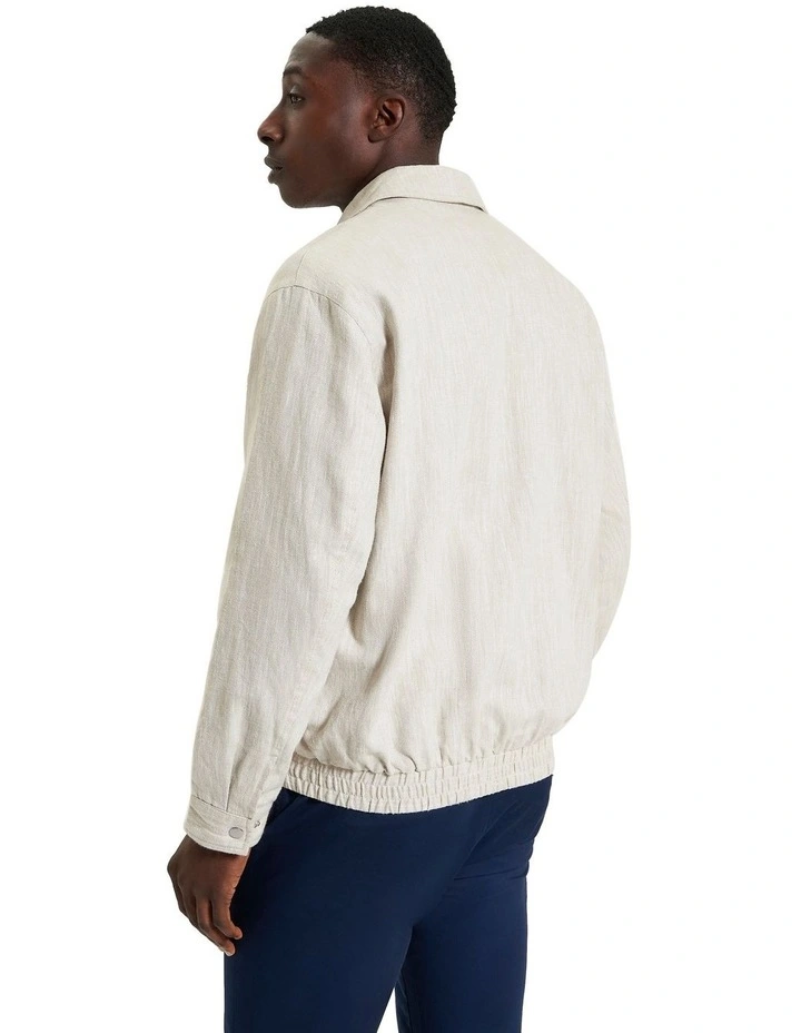 Linen Blouson Jacket in Oatmeal image 2