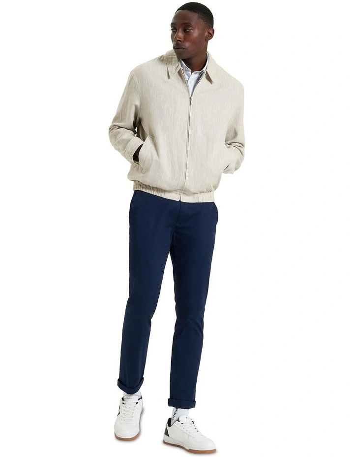 Linen Blouson Jacket in Oatmeal image 3