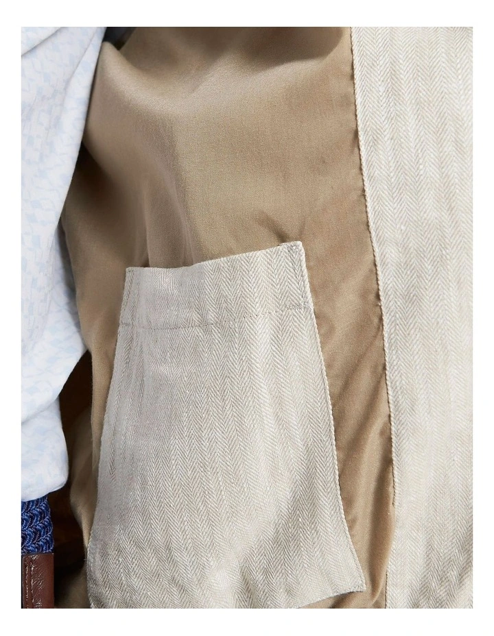Linen Blouson Jacket in Oatmeal image 4