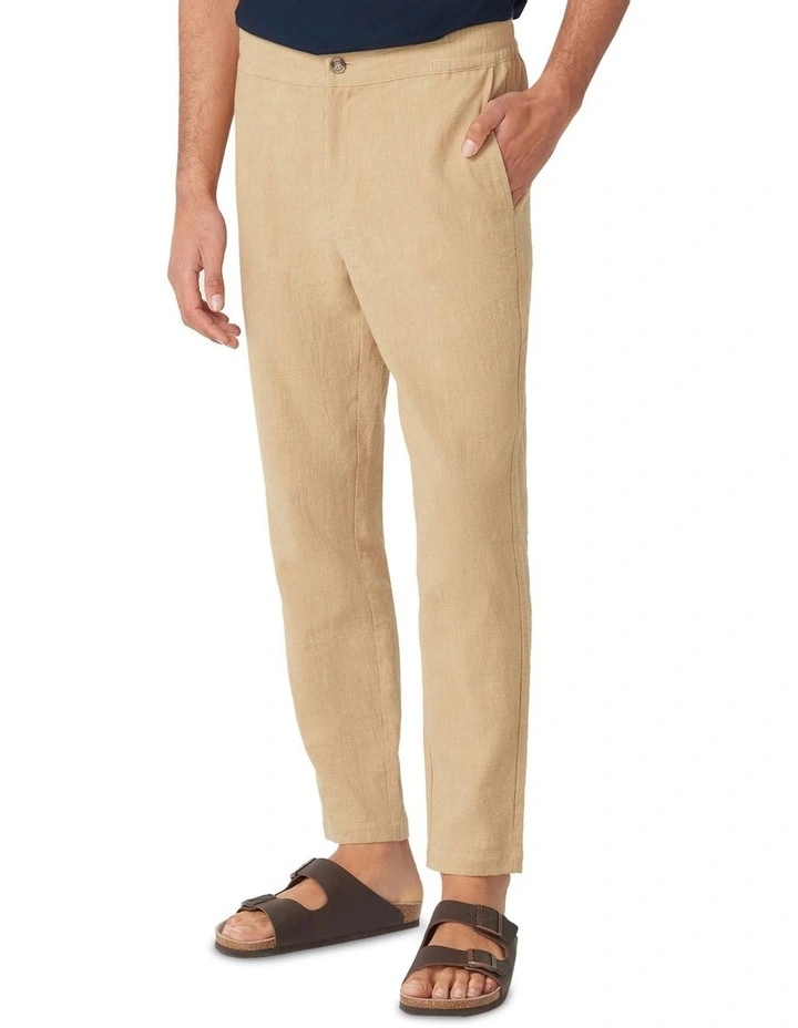 Linen Blend Tapered Pant in Biscuit image 1