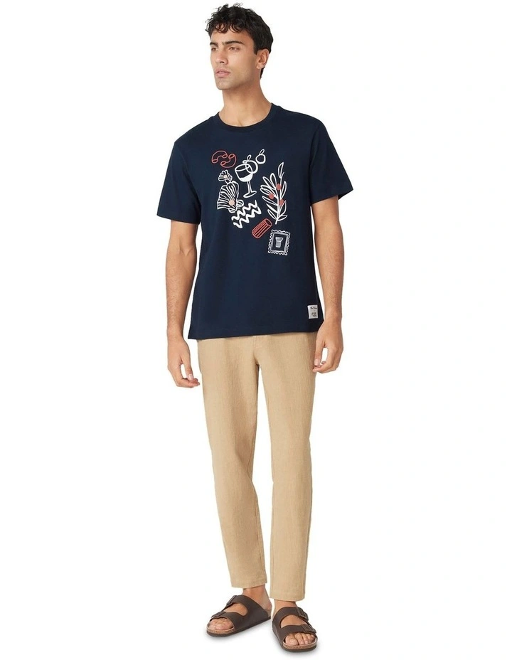 Linen Blend Tapered Pant in Biscuit image 3