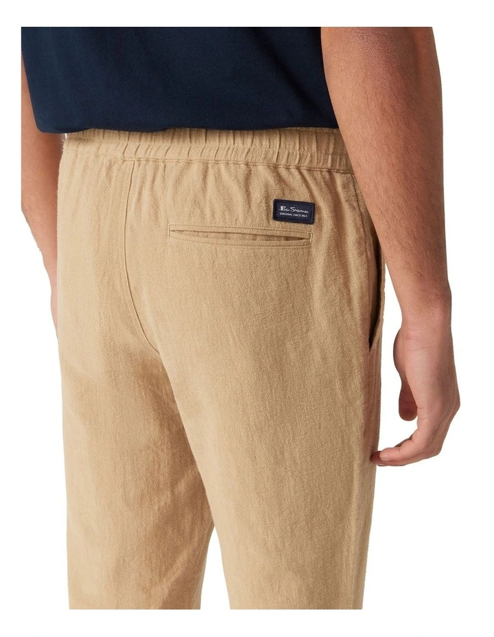 Linen Blend Tapered Pant in Biscuit image 4