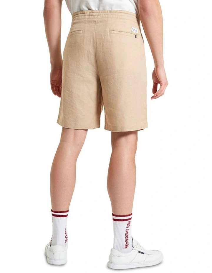 Linen Cotton Drawcord Shorts in Stone image 2
