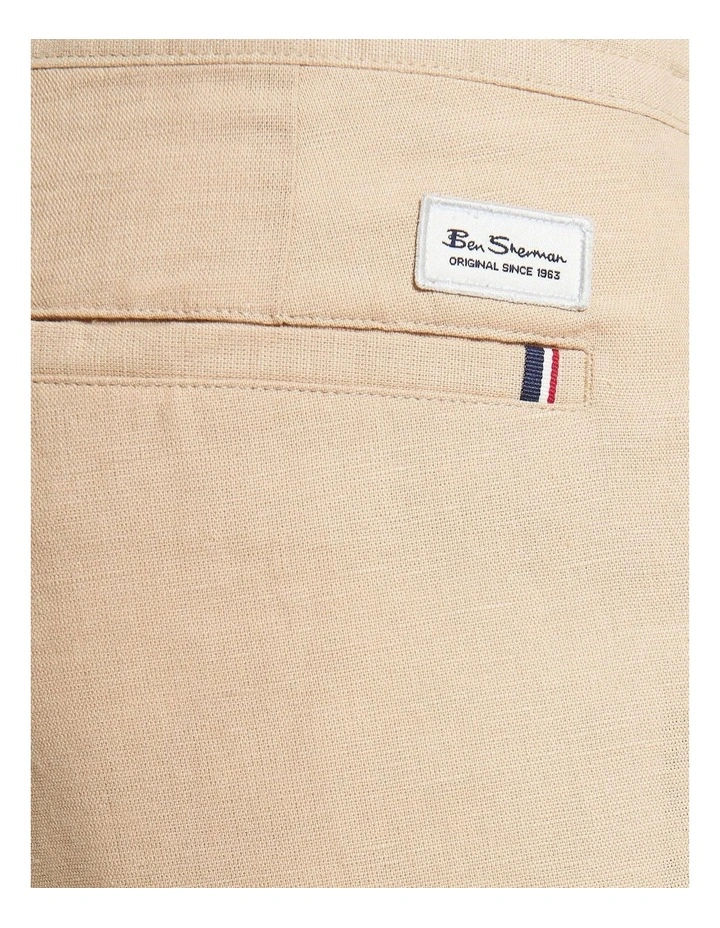 Linen Cotton Drawcord Shorts in Stone image 4