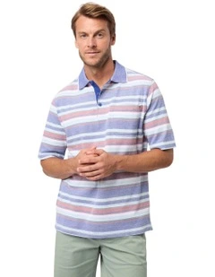 Kael Cotton Pique Polo Shirt in Twilight