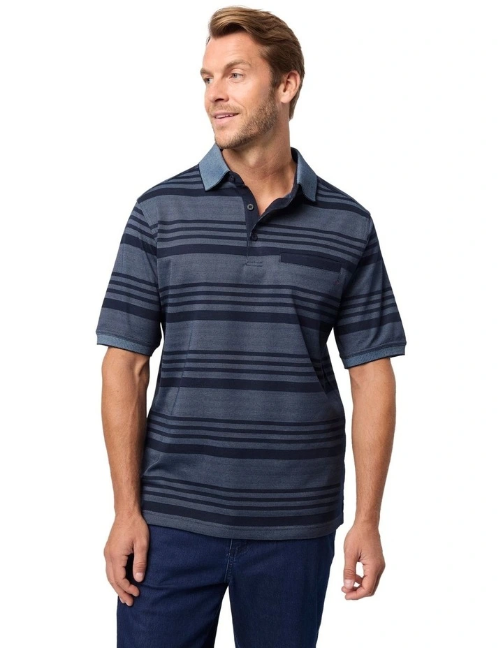 Ryle Micro Pima Polo Shirt in Ink image 1