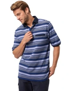 Haddon Cotton Pique Polo in Blue