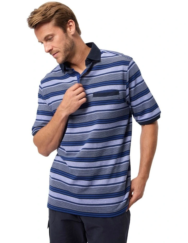 Haddon Cotton Pique Polo in Blue image 1
