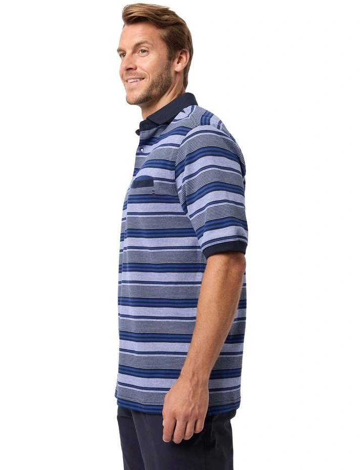 Haddon Cotton Pique Polo in Blue image 2