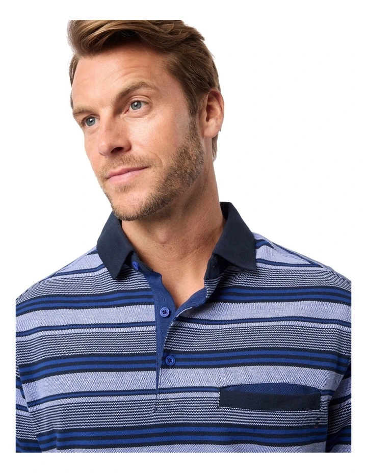 Haddon Cotton Pique Polo in Blue image 4