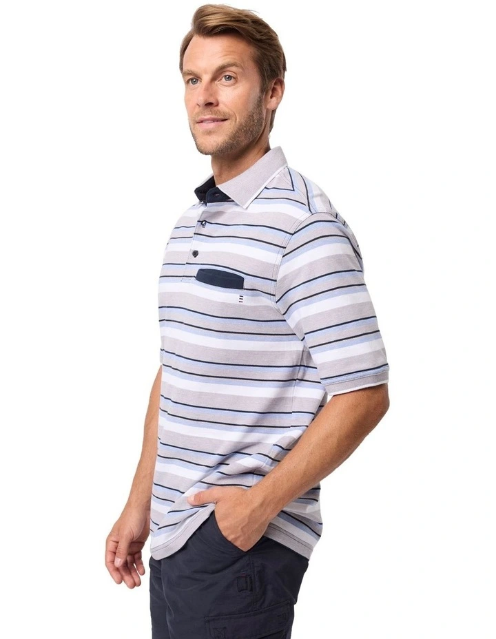 Sandford Cotton Pique Polo in Grey image 2