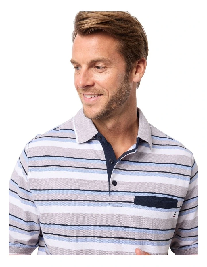Sandford Cotton Pique Polo in Grey image 4