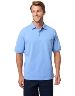 Fraser Cotton Pique Polo in Blue