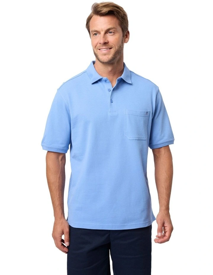 Fraser Cotton Pique Polo in Blue image 1