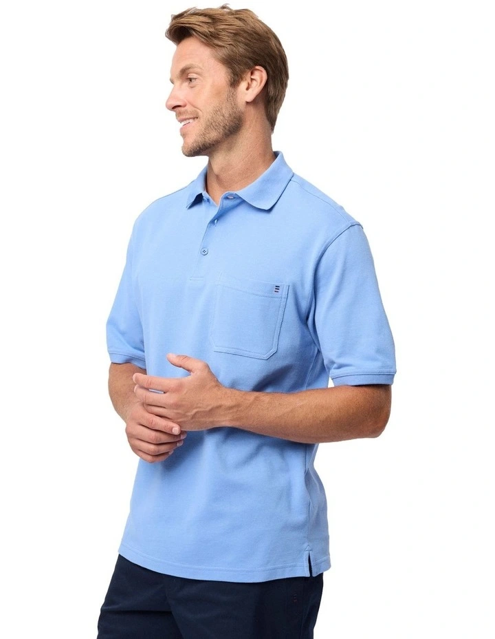 Fraser Cotton Pique Polo in Blue image 2