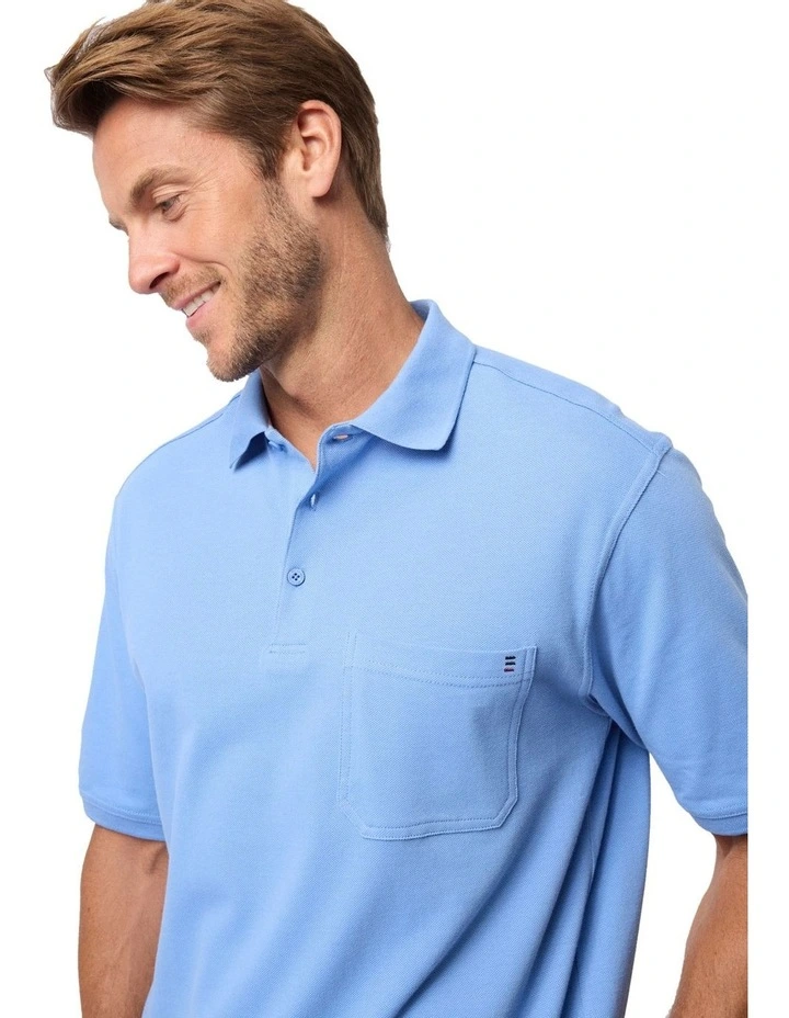 Fraser Cotton Pique Polo in Blue image 4
