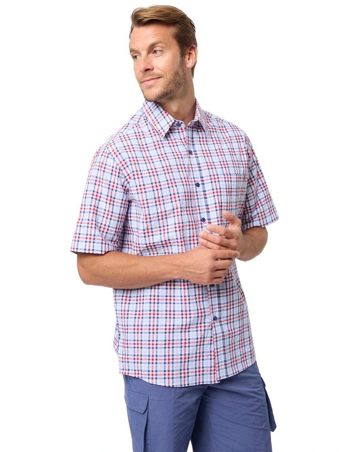 Kylo Seersucker Short Sleeve Shirt in Twilight image 1