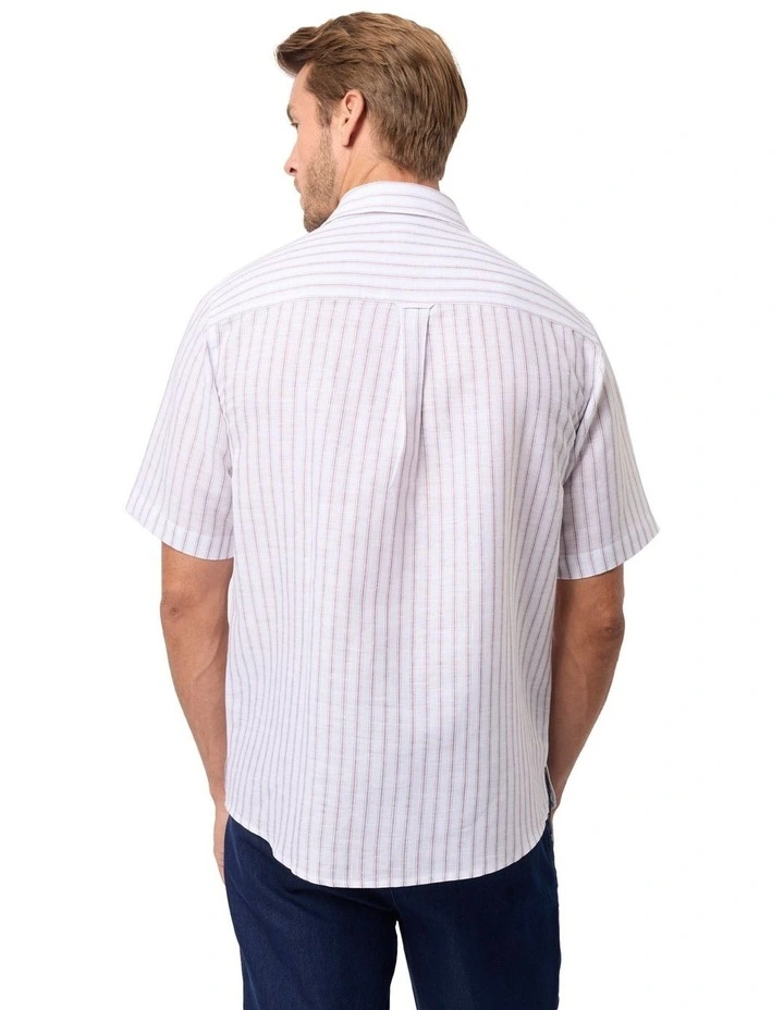 Massimo Linen Short Sleeve Shirt in Redwood image 2