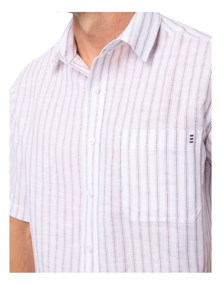 Massimo Linen Short Sleeve Shirt in Redwood image 4