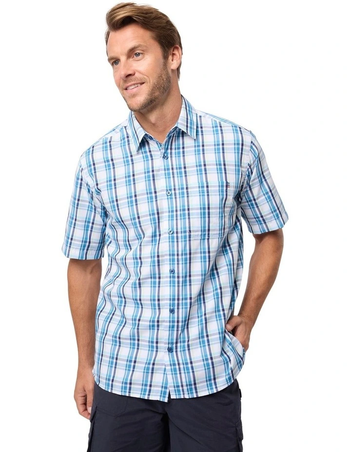 Trev Bamboo Blend Short Sleeve Shirt in Teal Blue image 1
