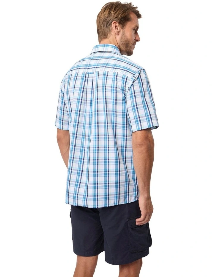 Trev Bamboo Blend Short Sleeve Shirt in Teal Blue image 2
