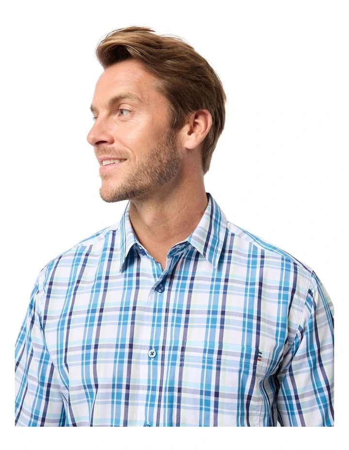 Trev Bamboo Blend Short Sleeve Shirt in Teal Blue image 4