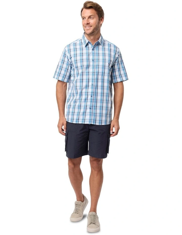 Trev Bamboo Blend Short Sleeve Shirt in Teal Blue image 5