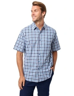 Larrie Oxford Short Sleeve Shirt in Vista Blue